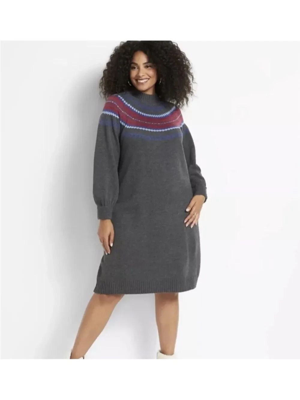 Lane Bryant Fair Isle Turtleneck Sweater Dress Size 18/20